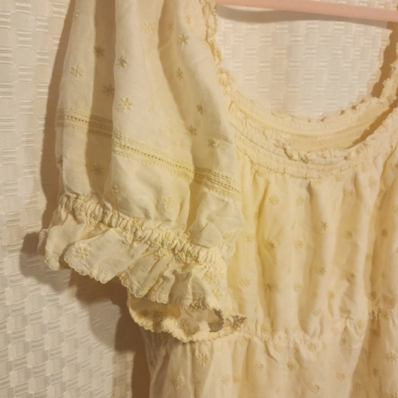 Ruffle Sleeve Milkmaid Cream Colored Mink Dress Women's CottageCore Puff Sleeve - Picture 8 of 8